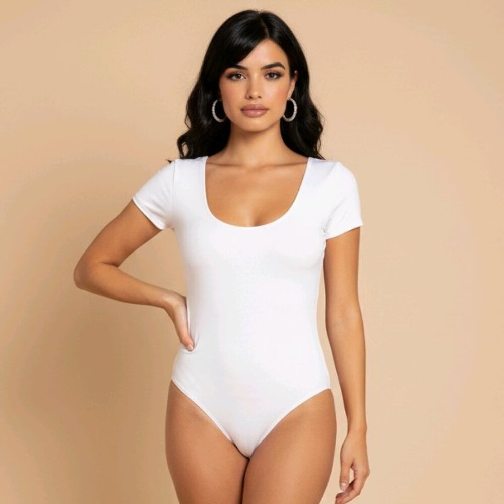 ✨ Abound Scoop Neck Bodysuit – White ✨